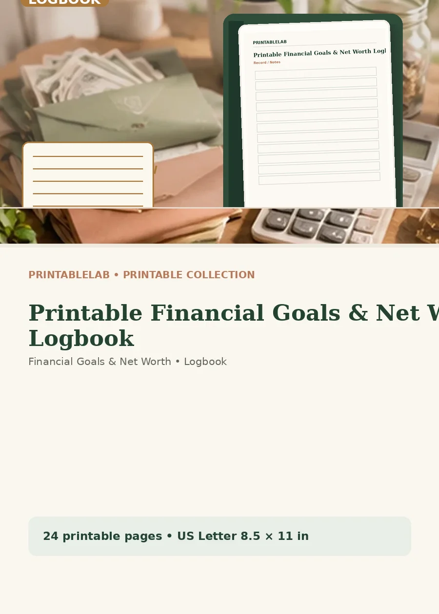 Printable Financial Goals & Net Worth Logbook cover