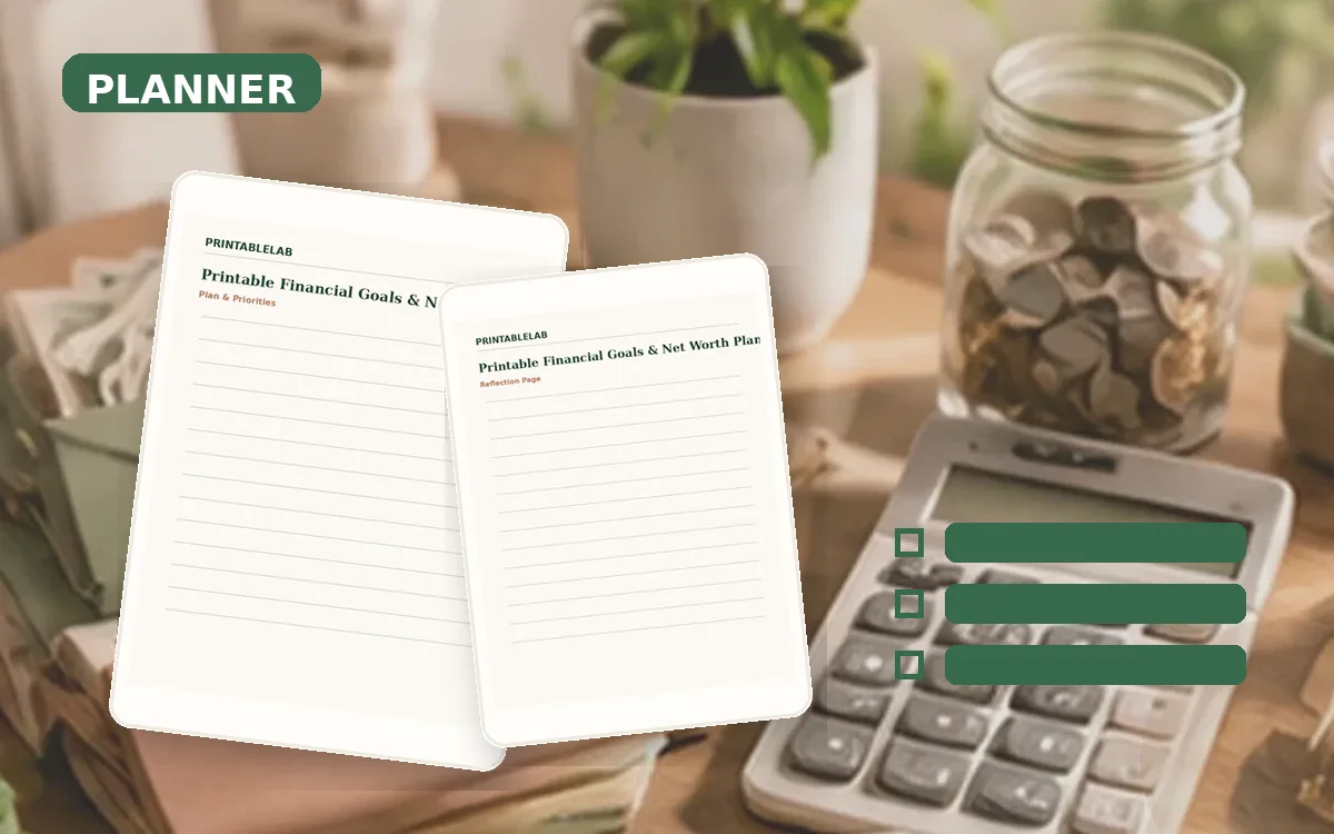 Printable Financial Goals & Net Worth Planner cover