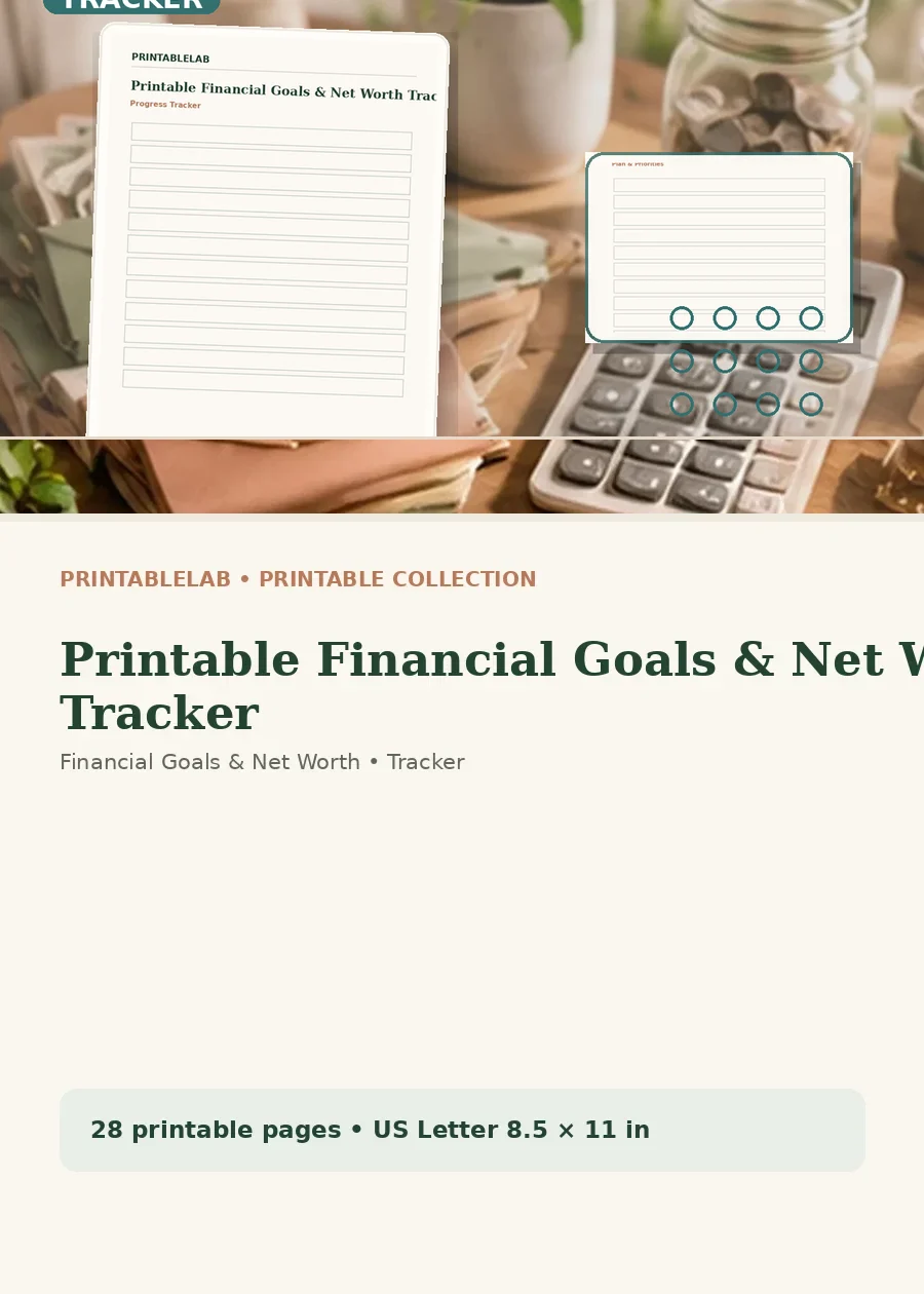 Printable Financial Goals & Net Worth Tracker cover