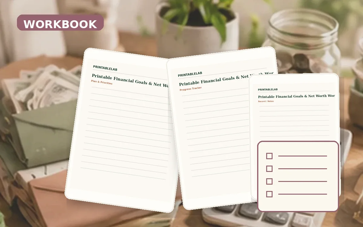 Printable Financial Goals & Net Worth Workbook cover