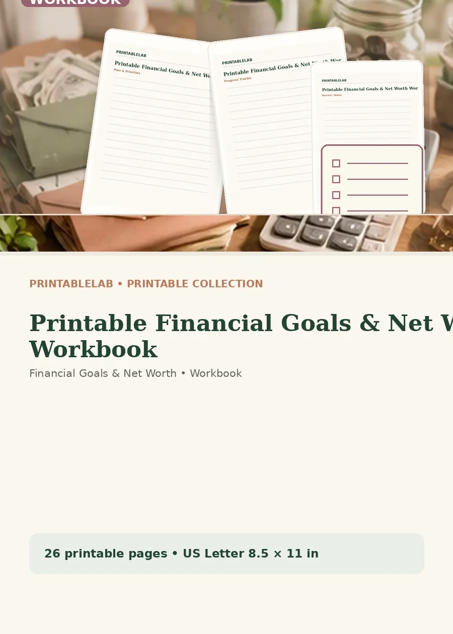 Printable Financial Goals & Net Worth Workbook cover