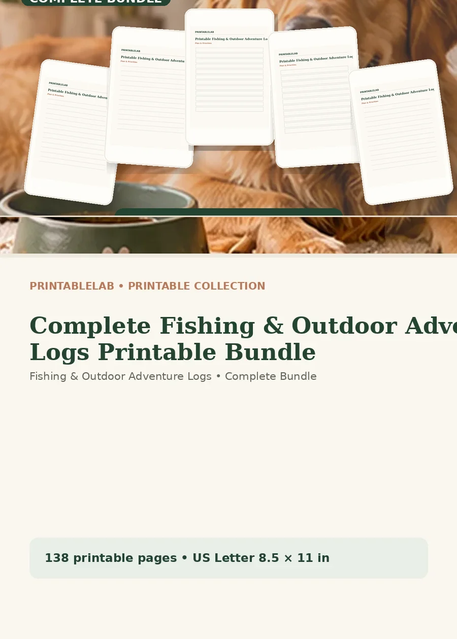 Complete Fishing & Outdoor Adventure Logs Printable Bundle cover