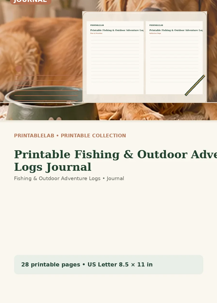 Printable Fishing & Outdoor Adventure Logs Journal cover