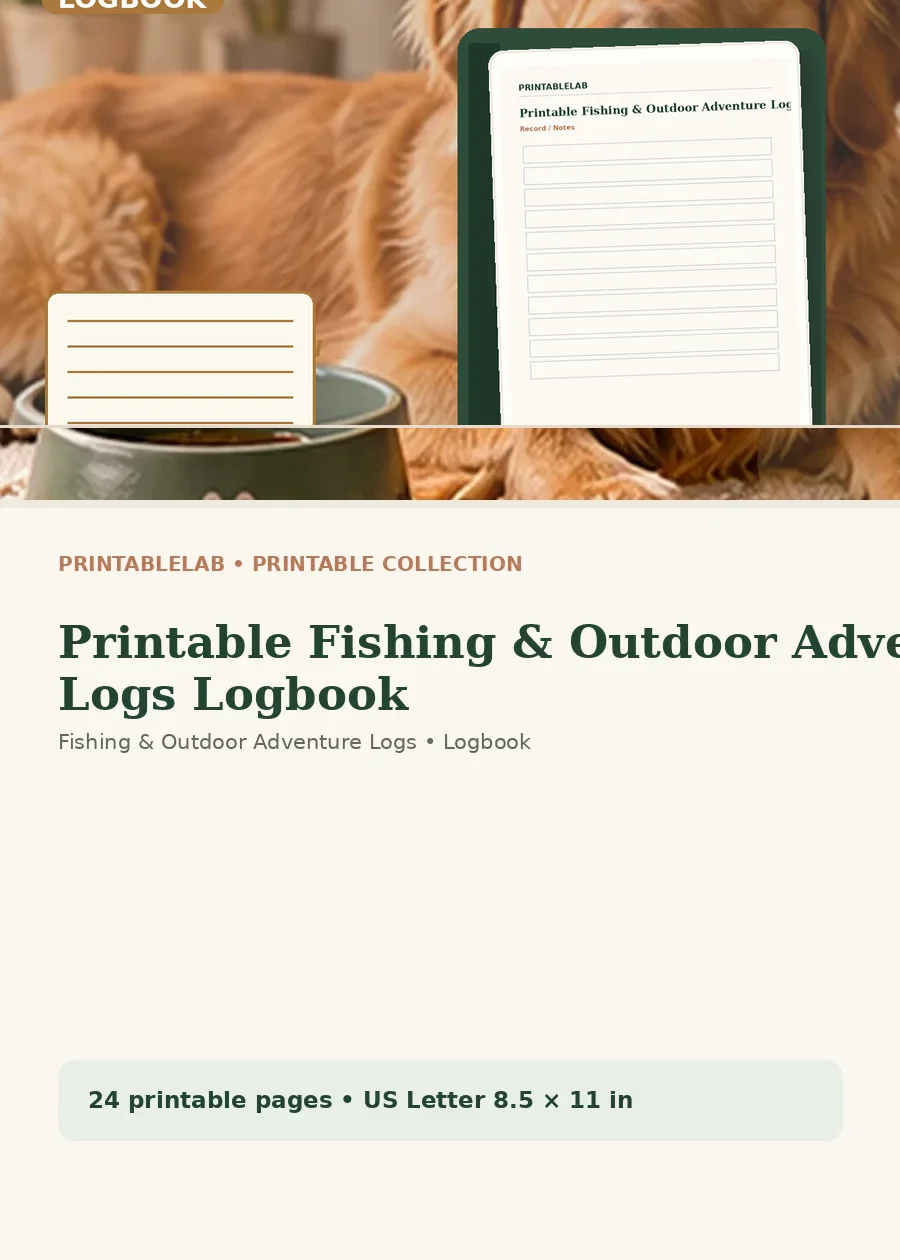 Printable Fishing & Outdoor Adventure Logs Logbook cover