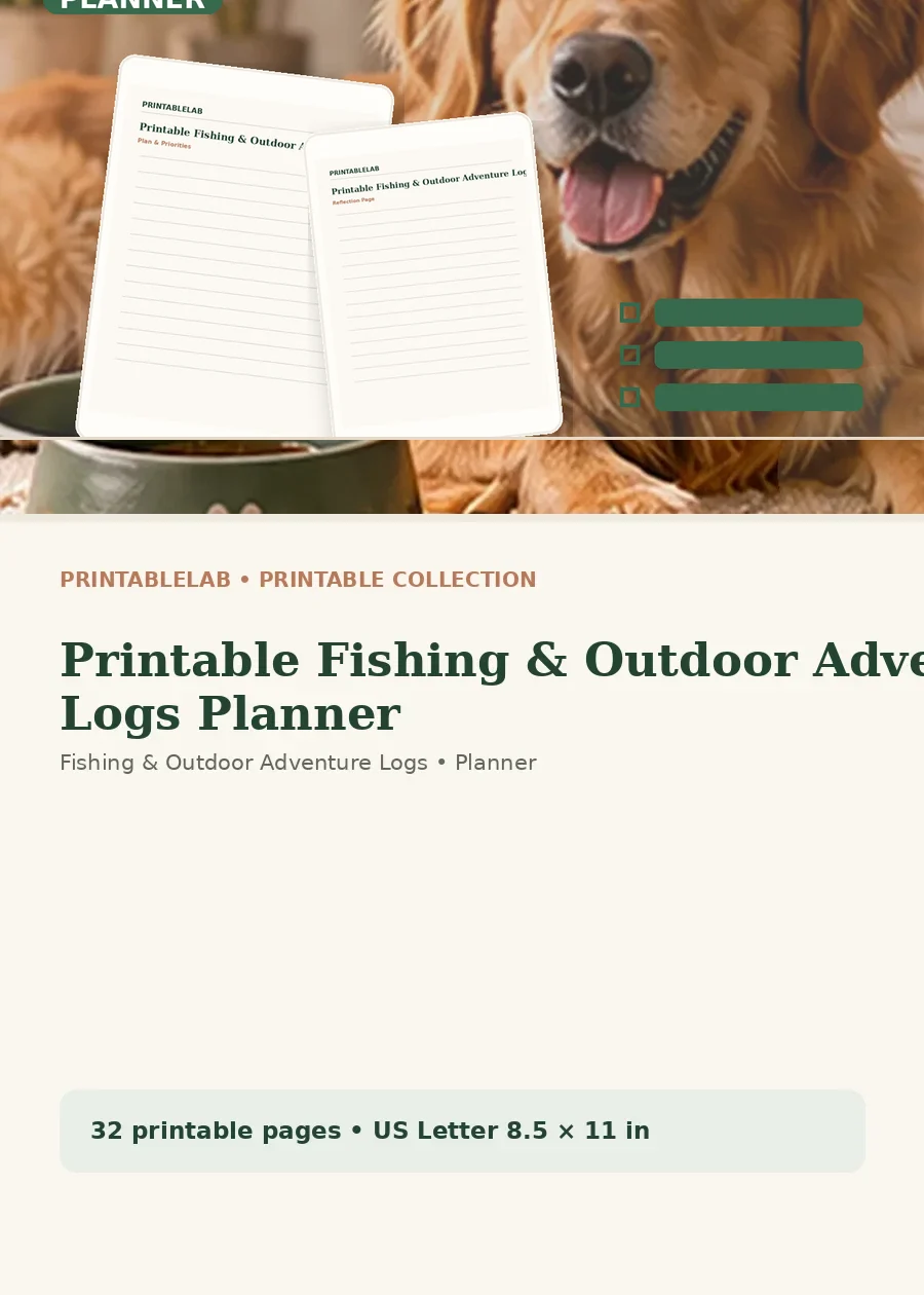 Printable Fishing & Outdoor Adventure Logs Planner cover