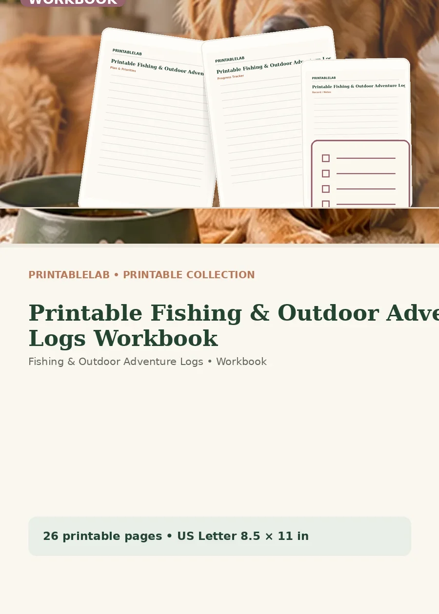 Printable Fishing & Outdoor Adventure Logs Workbook cover