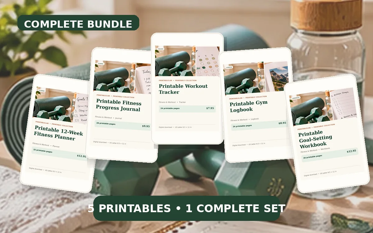 Complete Fitness & Workout Printable Bundle cover
