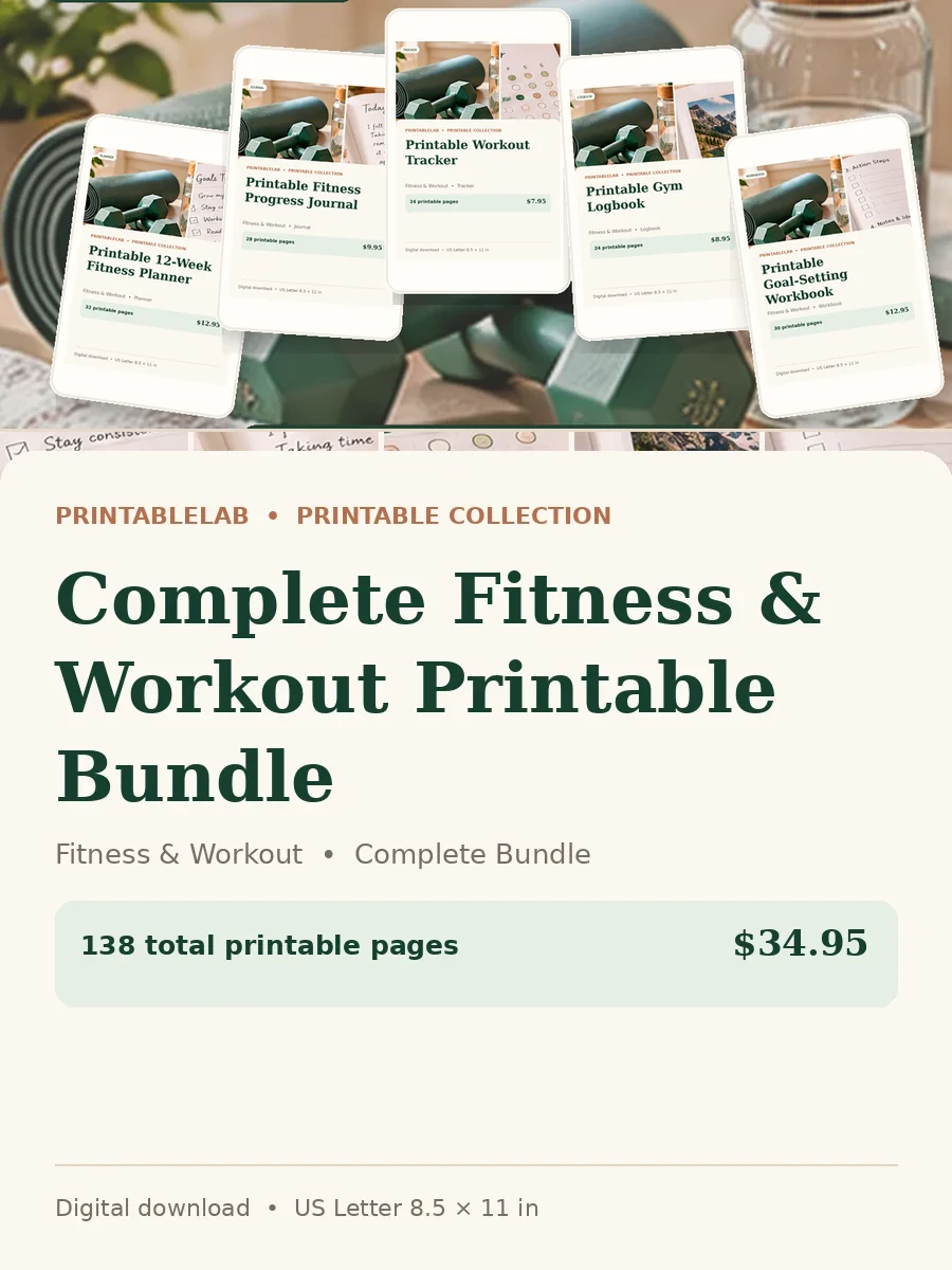 Complete Fitness & Workout Printable Bundle cover