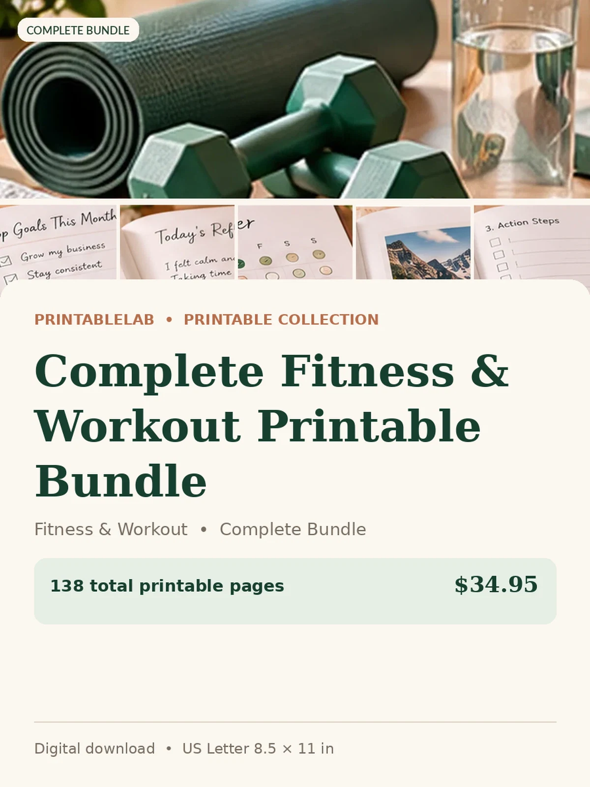 Complete Fitness & Workout Printable Bundle preview 1