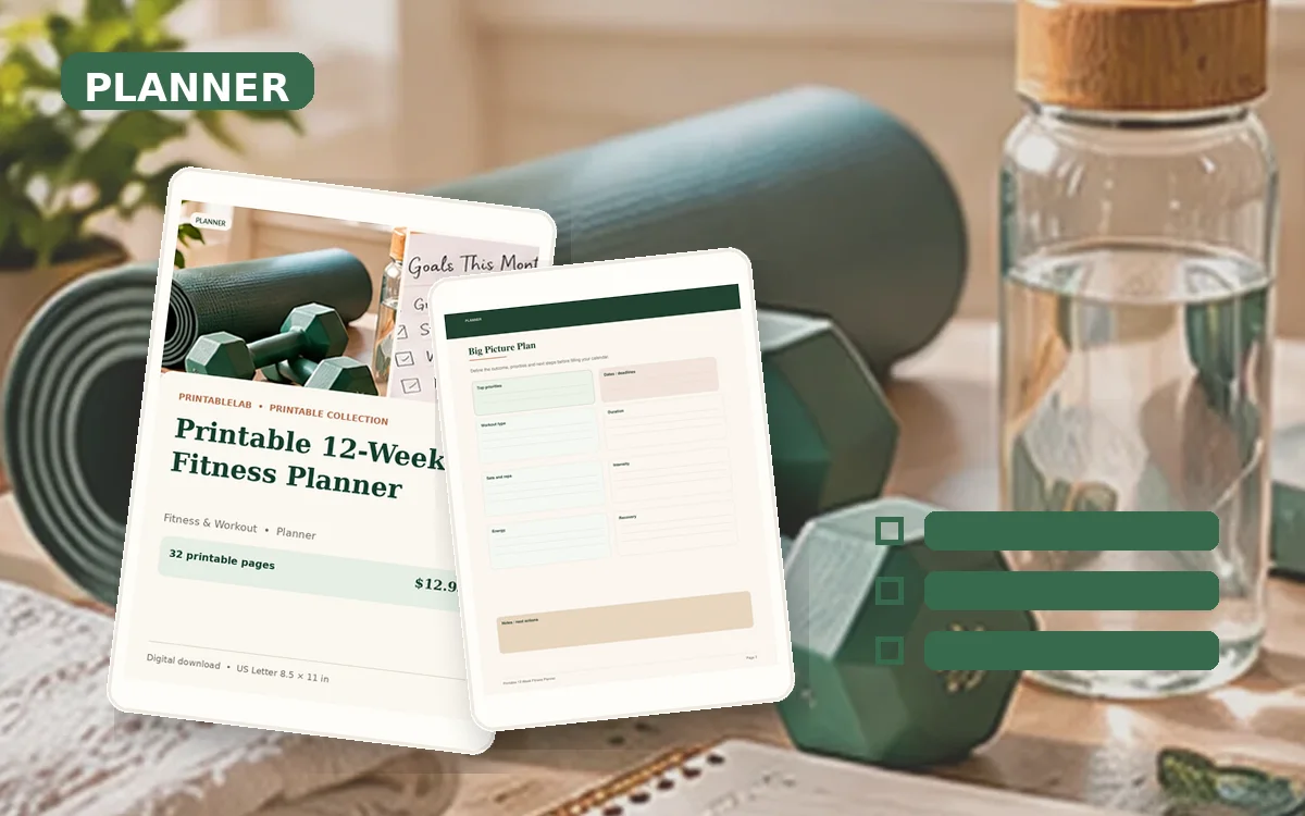 Printable 12-Week Fitness Planner cover