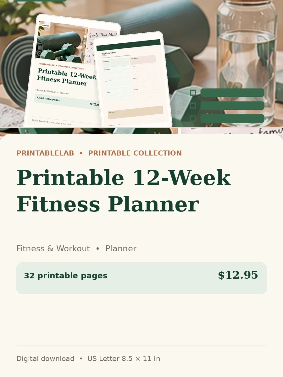 Printable 12-Week Fitness Planner cover