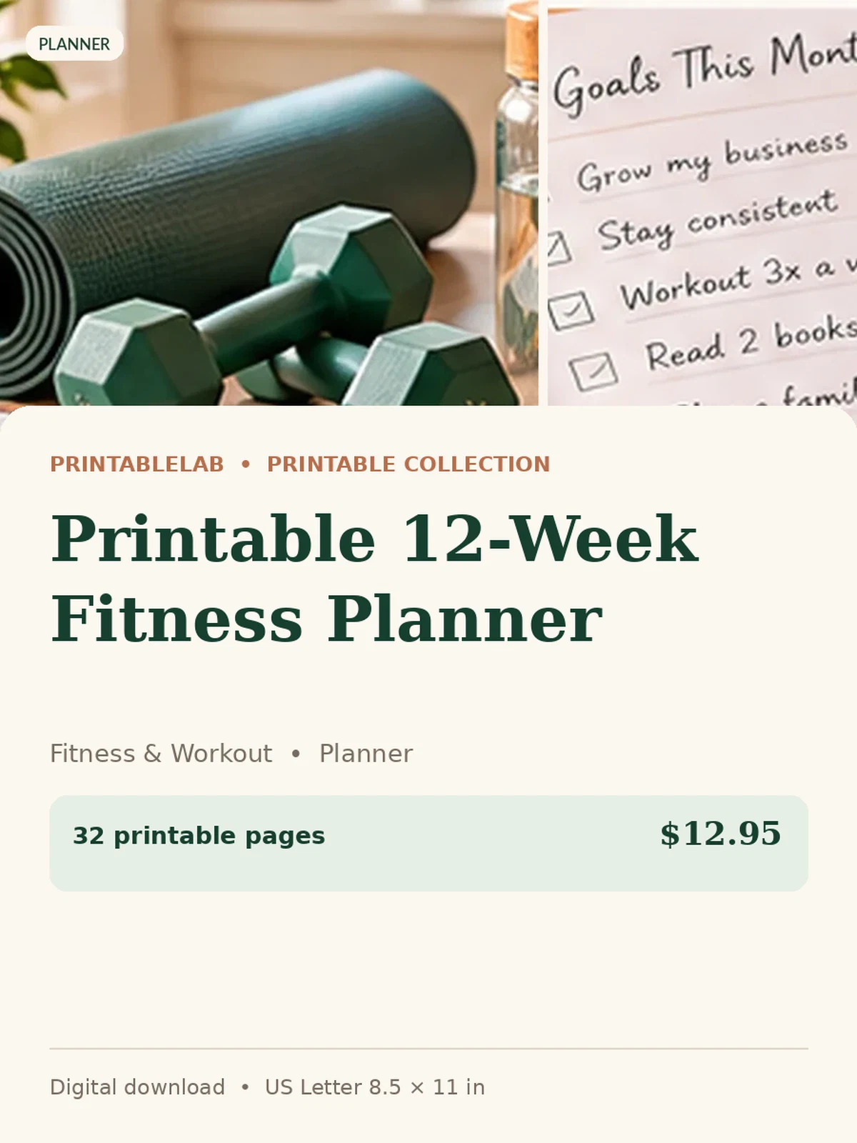Printable 12-Week Fitness Planner preview 1