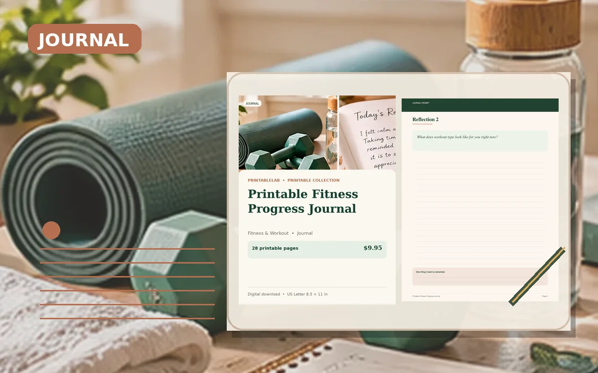 Printable Fitness Progress Journal cover