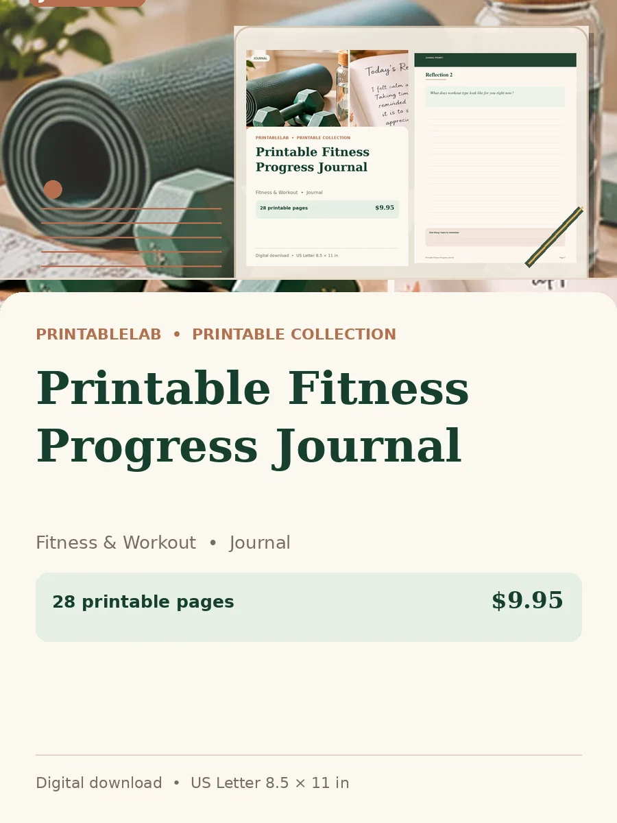 Printable Fitness Progress Journal cover