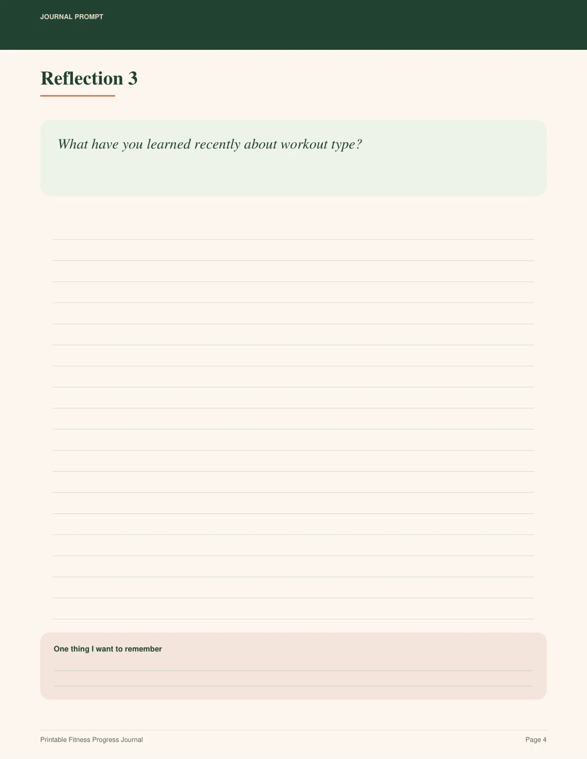 Printable Fitness Progress Journal preview 3