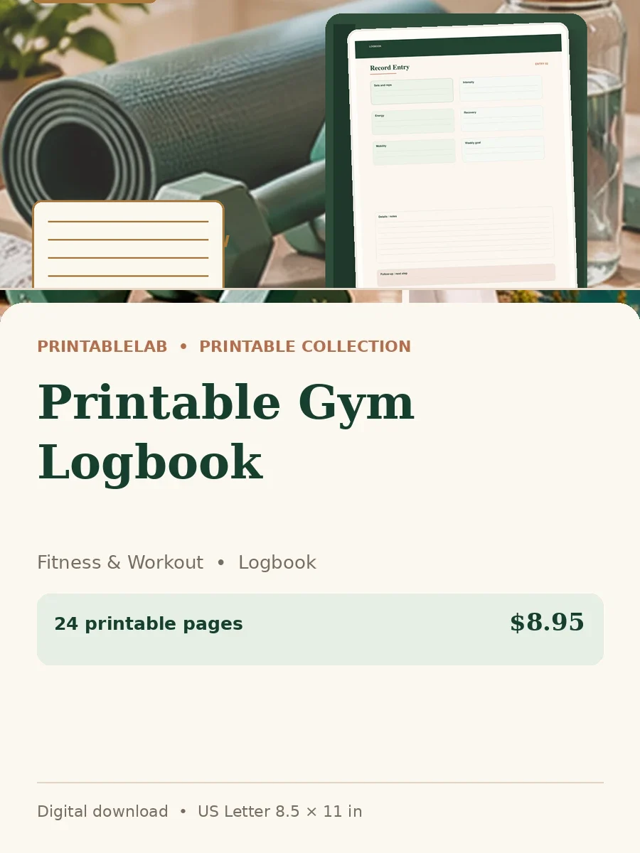 Printable Gym Logbook cover