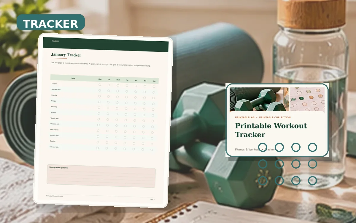 Printable Workout Tracker cover