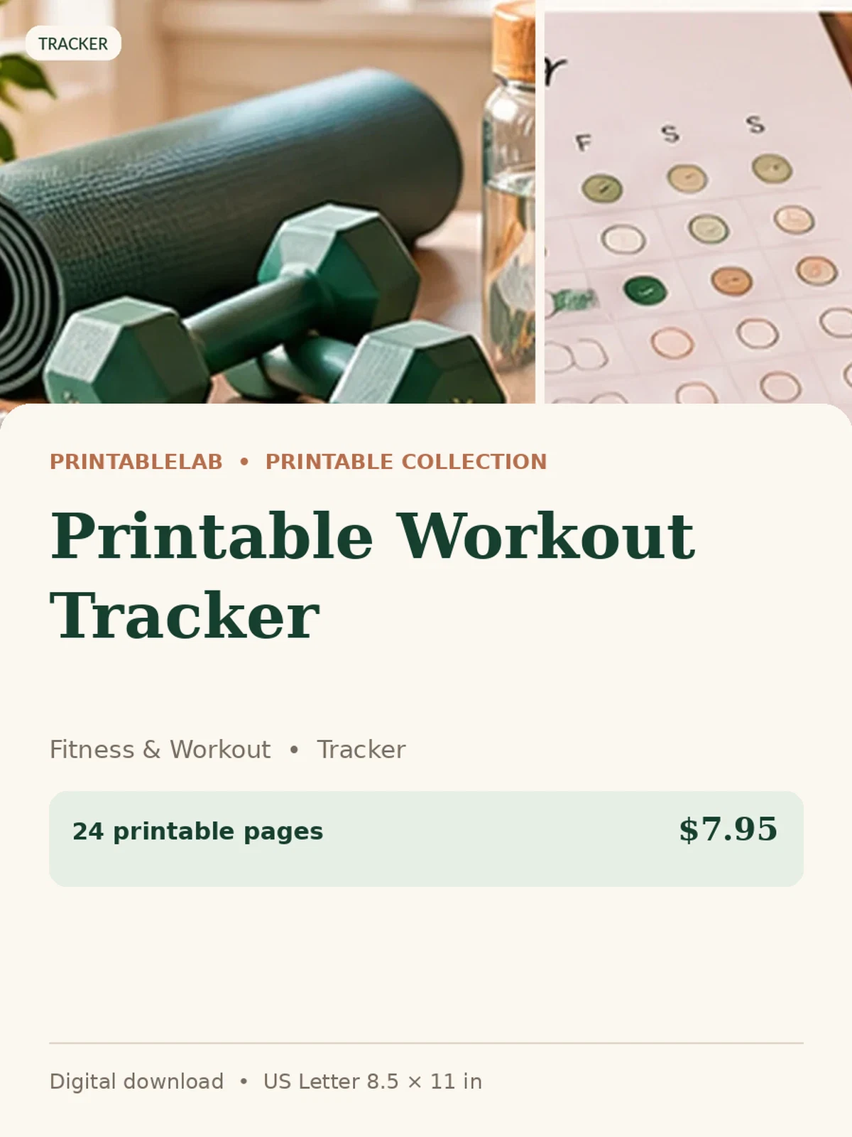 Printable Workout Tracker preview 1
