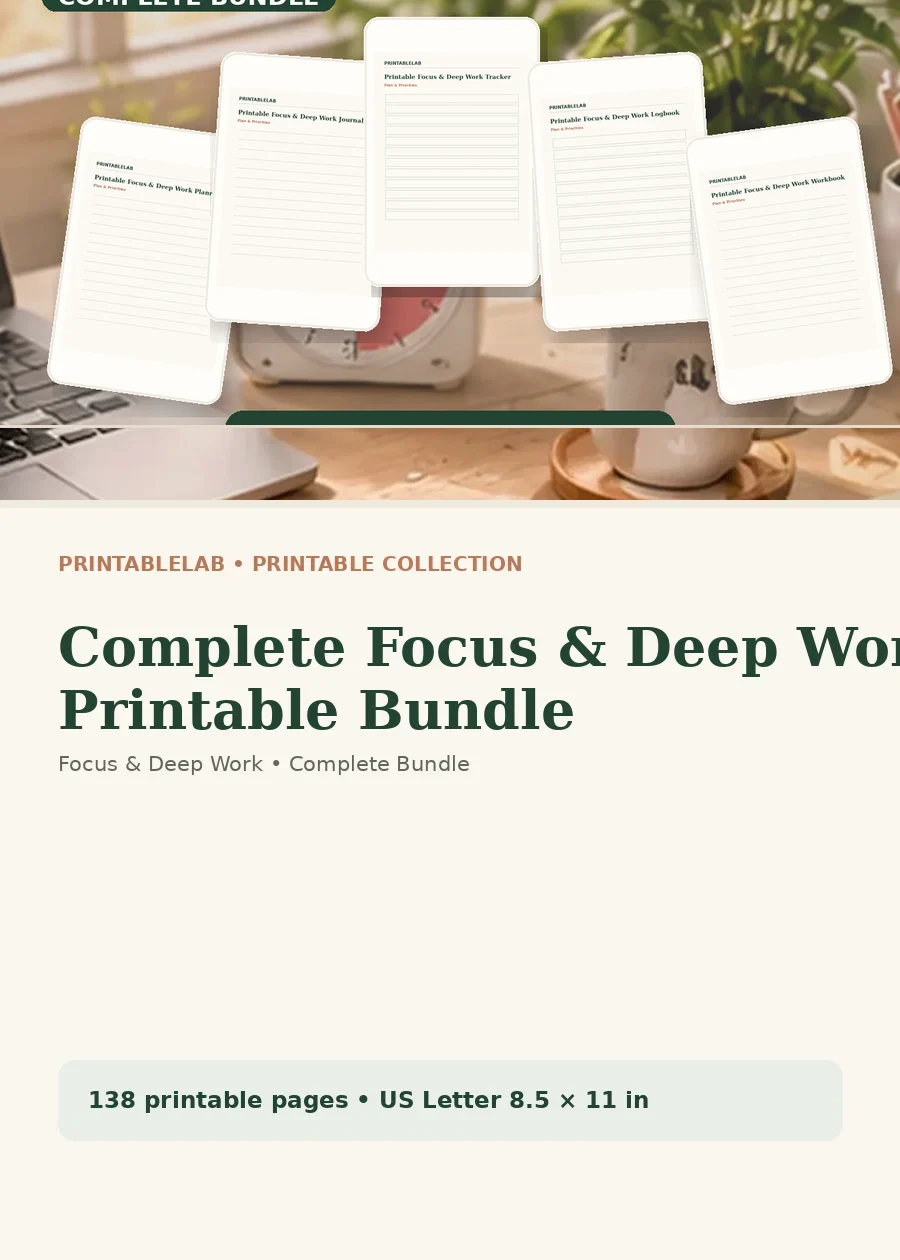 Complete Focus & Deep Work Printable Bundle cover