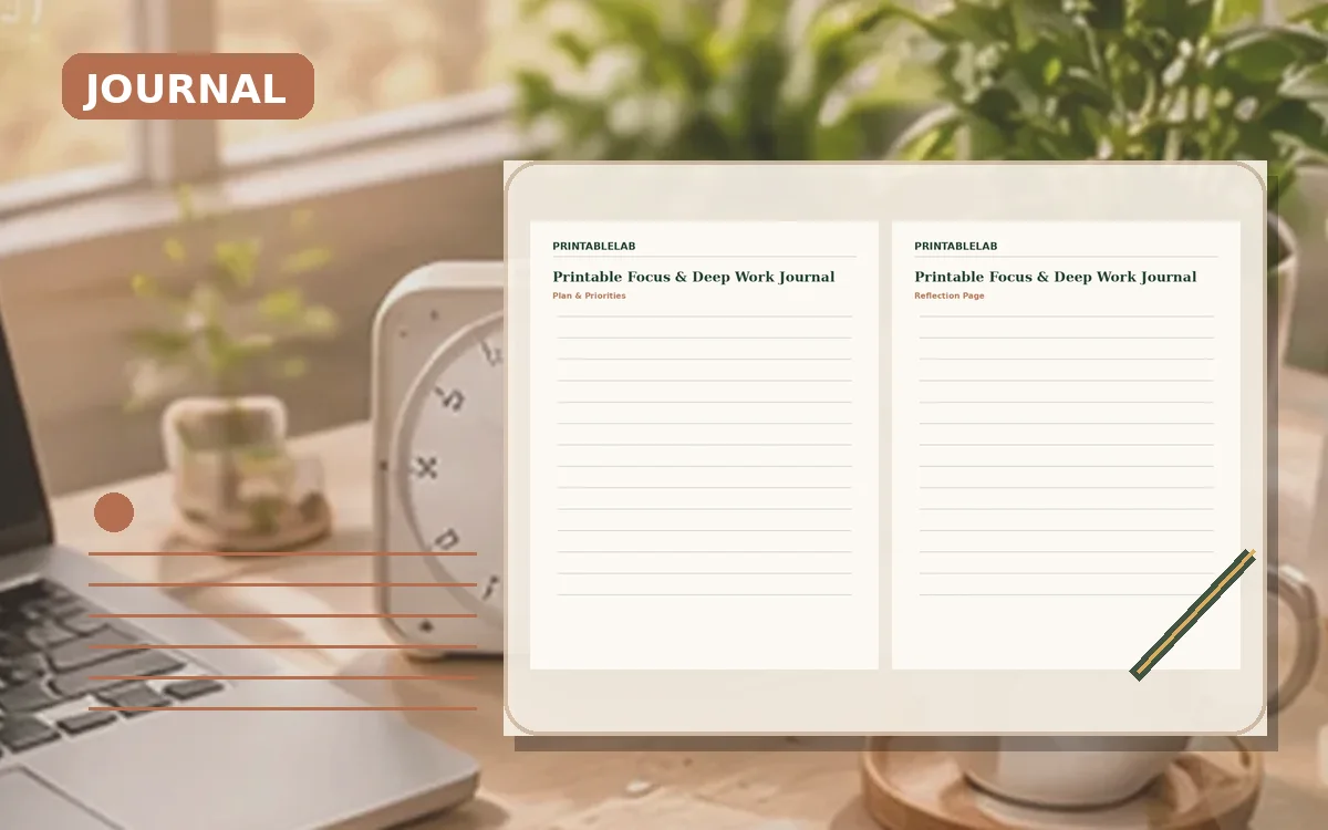 Printable Focus & Deep Work Journal cover