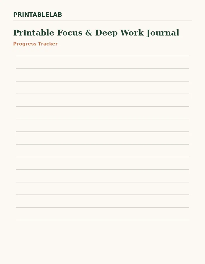 Printable Focus & Deep Work Journal preview 3