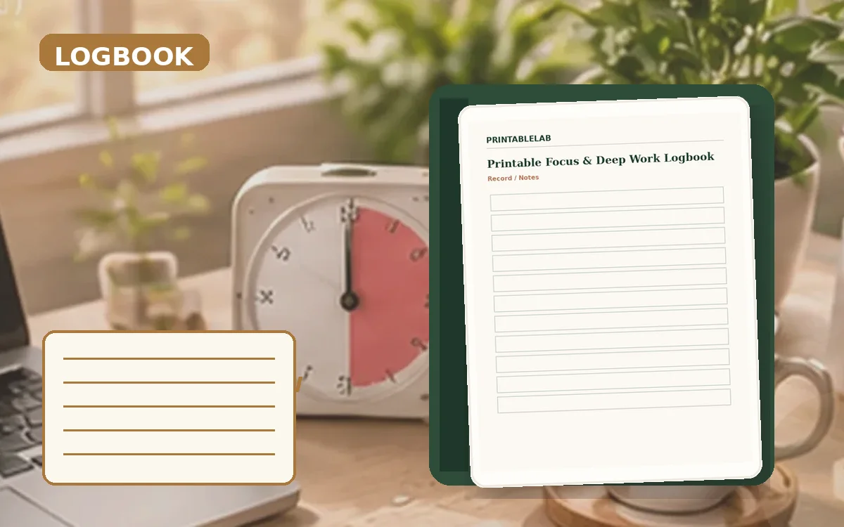 Printable Focus & Deep Work Logbook cover
