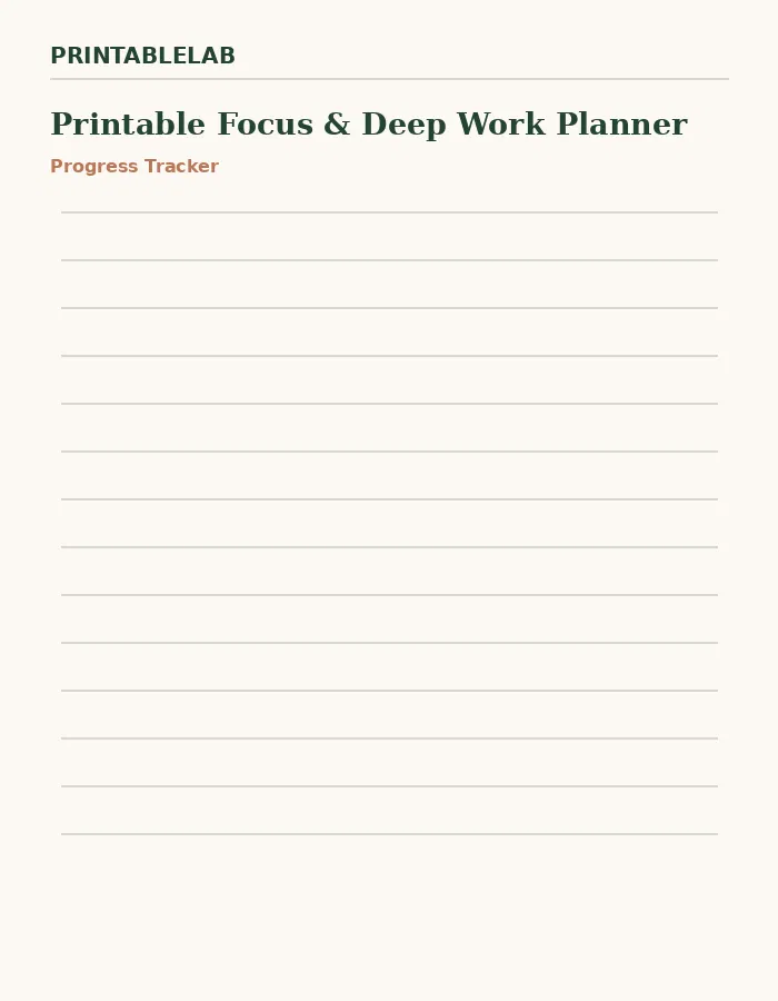 Printable Focus & Deep Work Planner preview 3