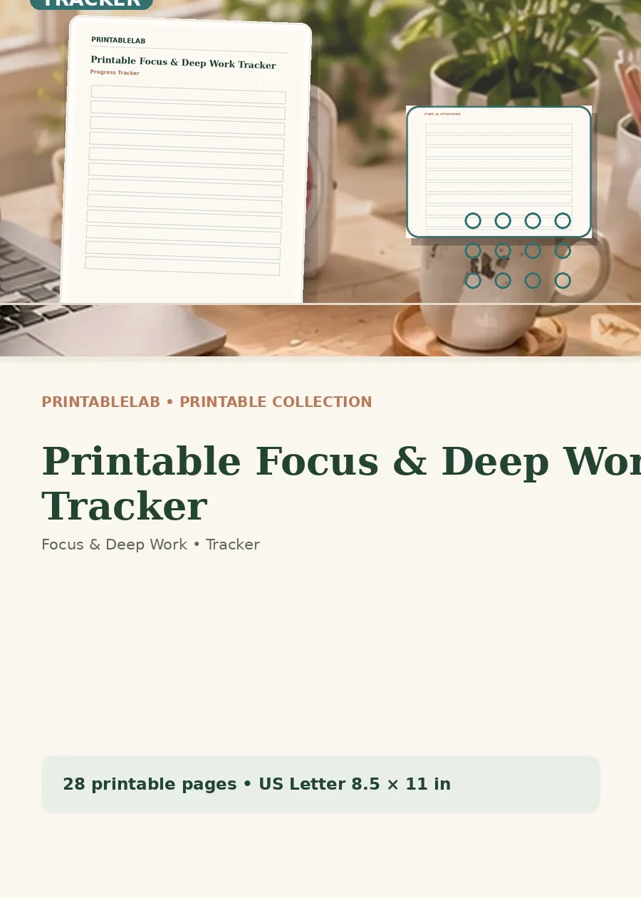 Printable Focus & Deep Work Tracker cover