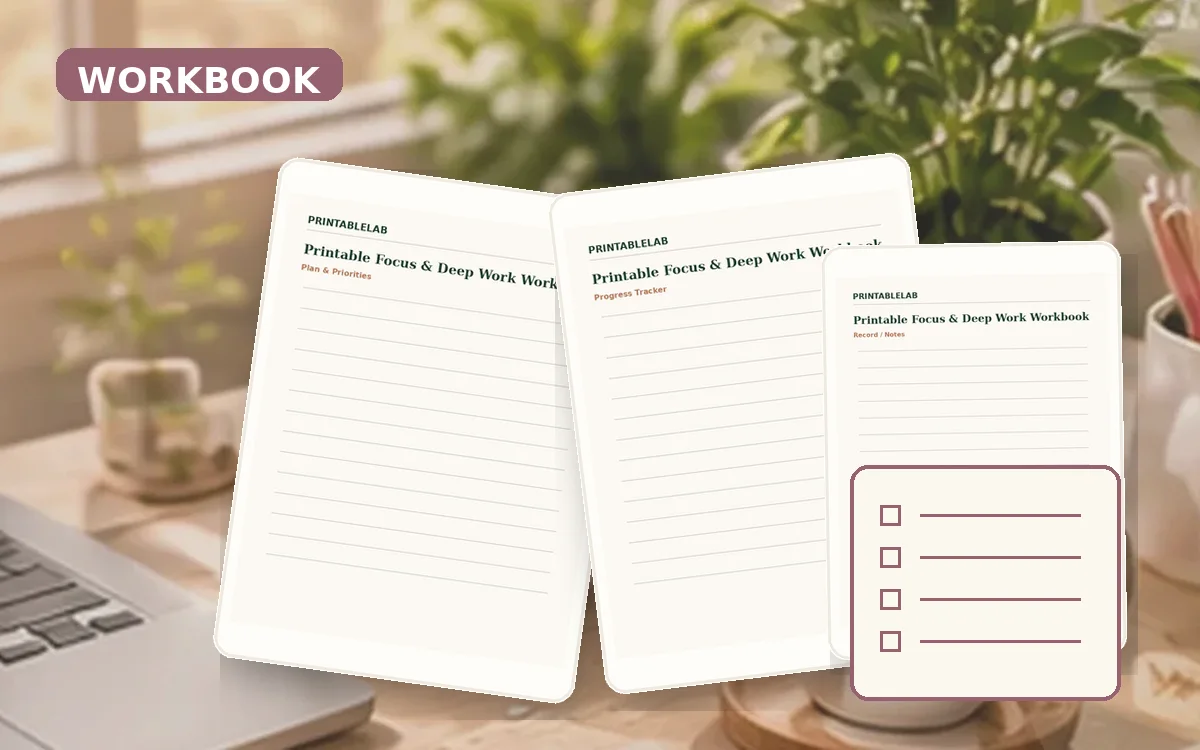 Printable Focus & Deep Work Workbook cover