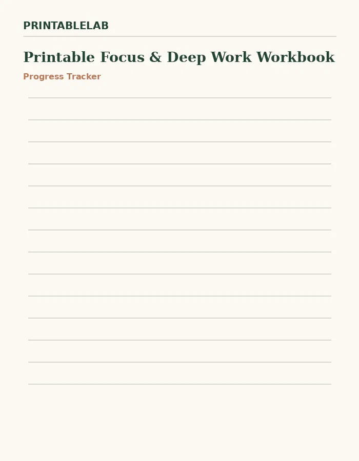 Printable Focus & Deep Work Workbook preview 3