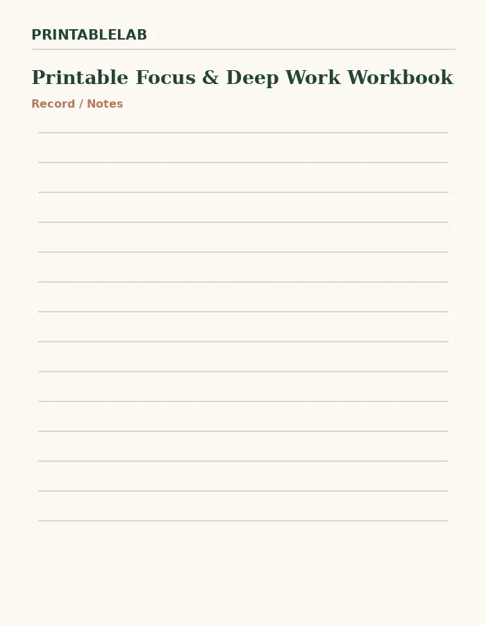 Printable Focus & Deep Work Workbook preview 4