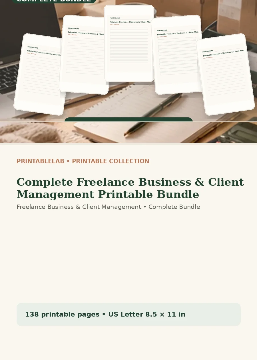 Complete Freelance Business & Client Management Printable Bundle cover