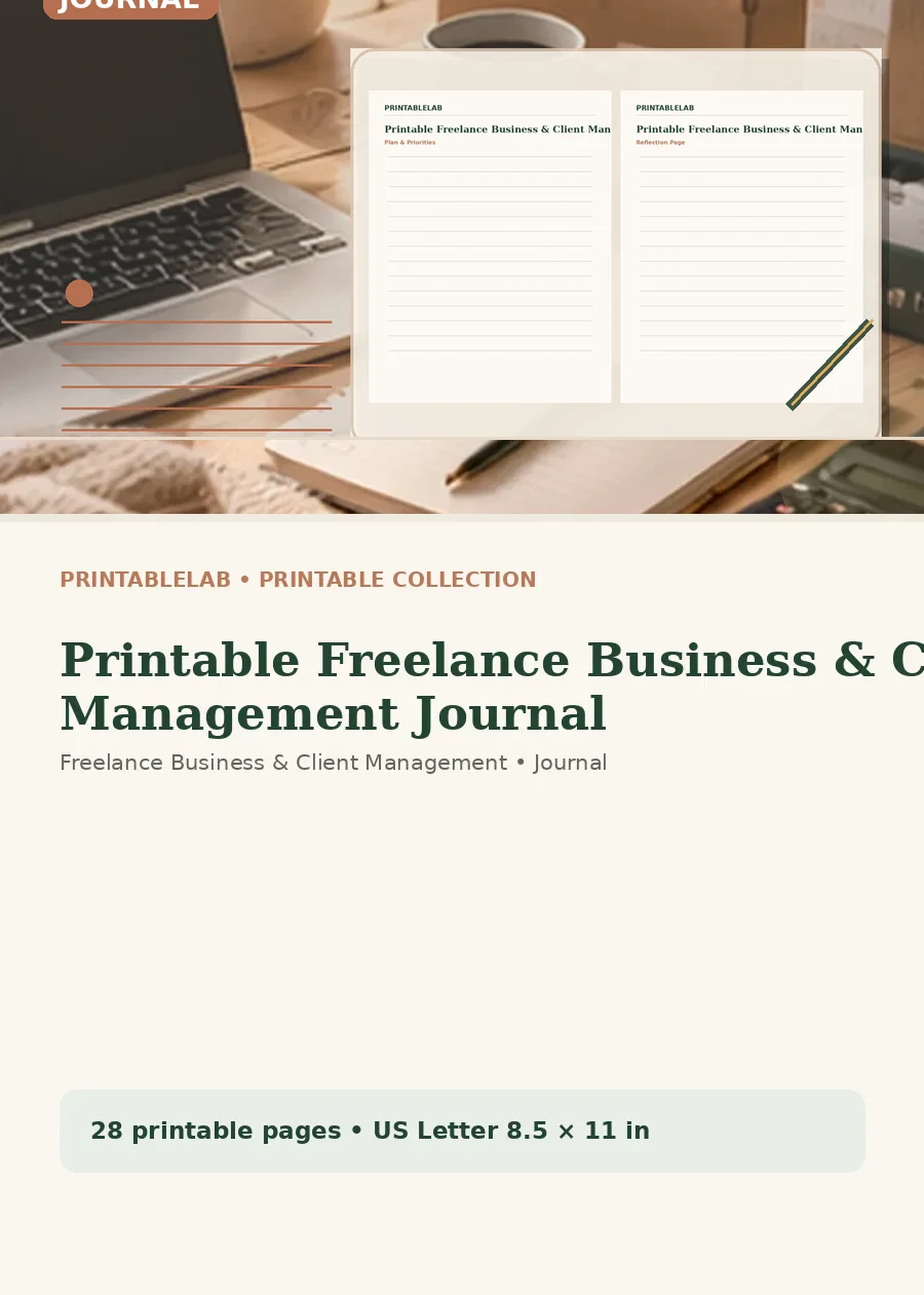 Printable Freelance Business & Client Management Journal cover