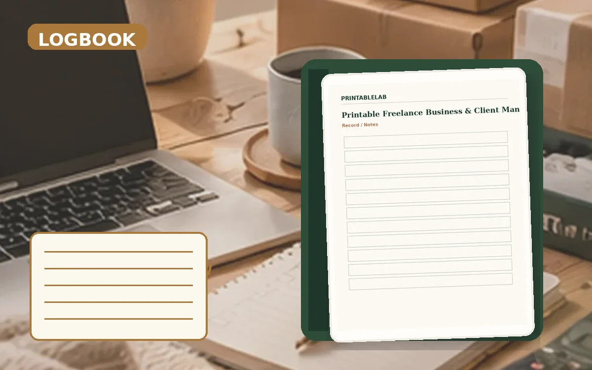 Printable Freelance Business & Client Management Logbook cover