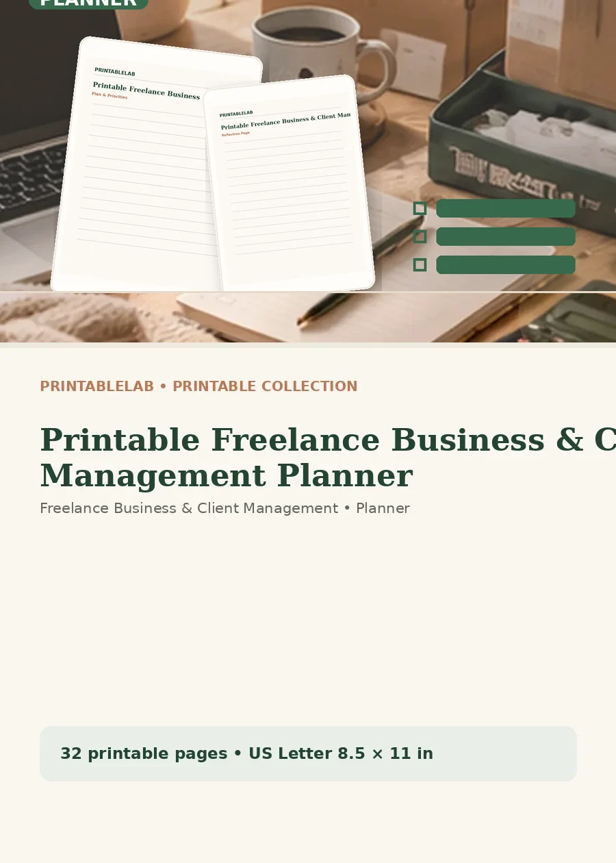 Printable Freelance Business & Client Management Planner cover