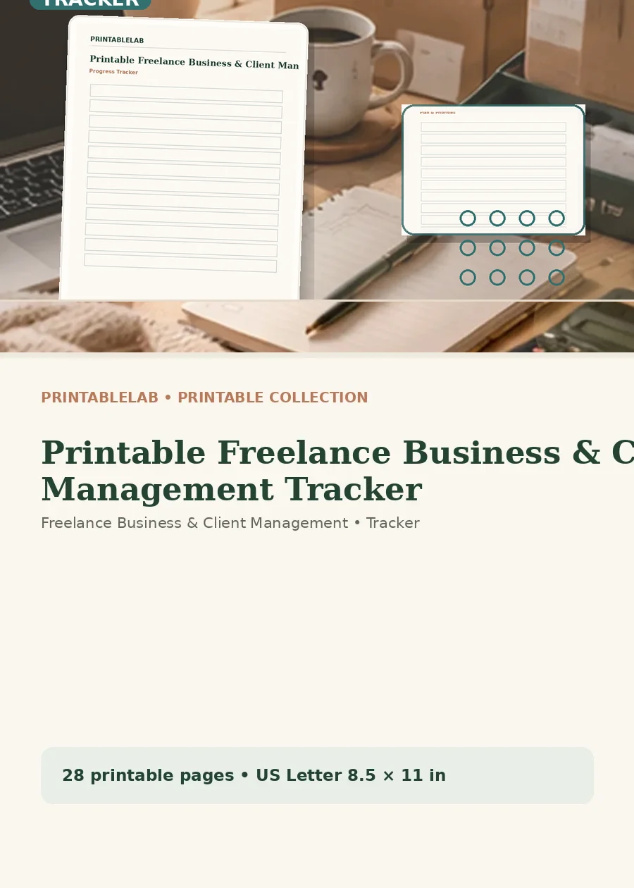 Printable Freelance Business & Client Management Tracker cover