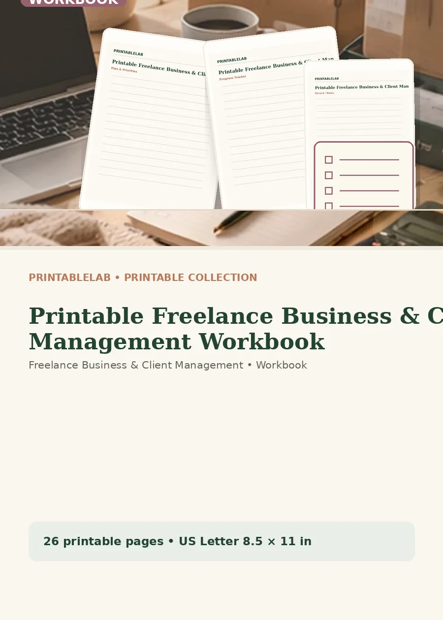 Printable Freelance Business & Client Management Workbook cover