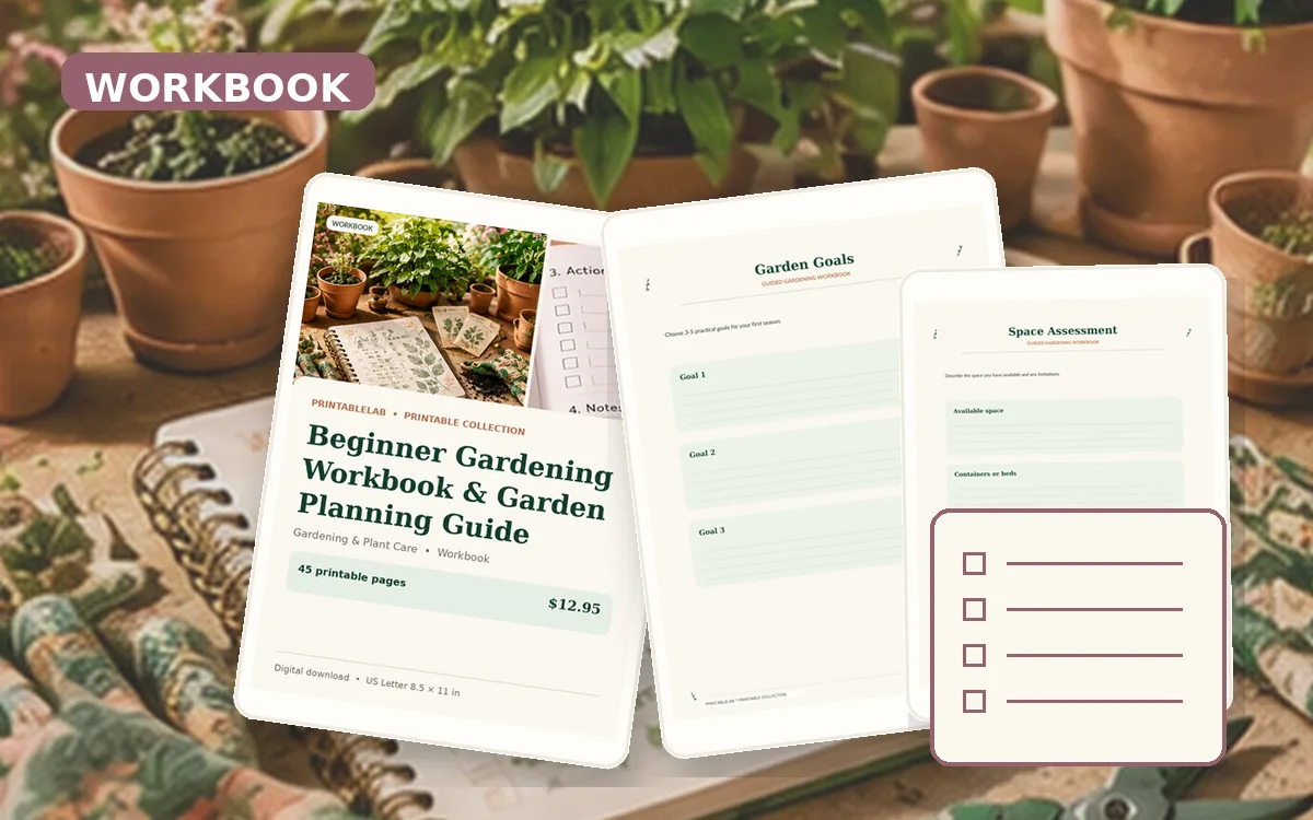 Beginner Gardening Workbook & Garden Planning Guide cover
