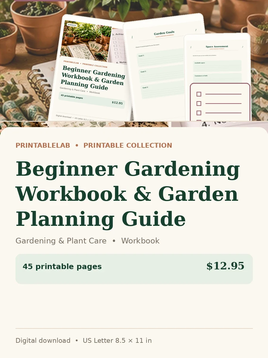 Beginner Gardening Workbook & Garden Planning Guide cover