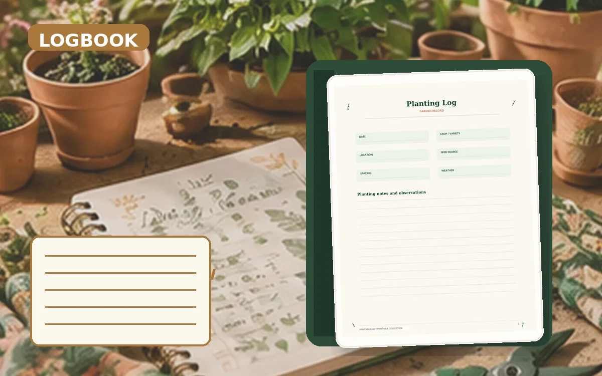 Printable Garden Harvest & Planting Logbook cover