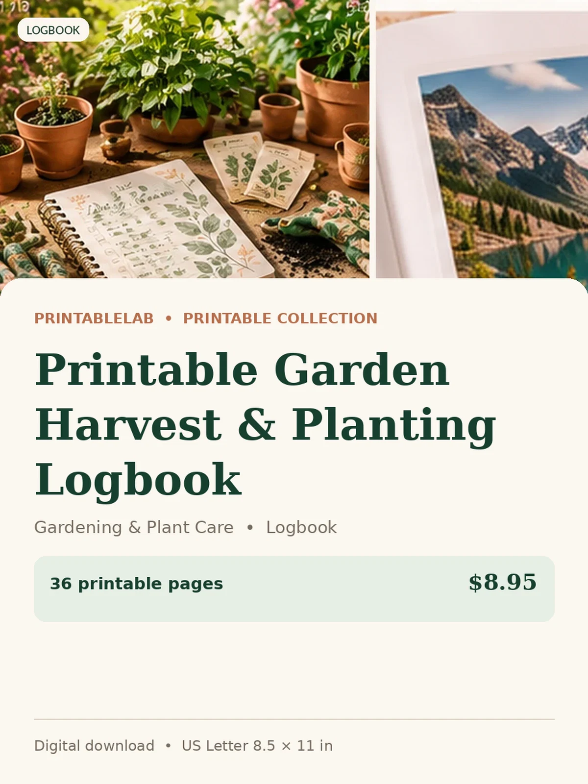 Printable Garden Harvest & Planting Logbook preview 1