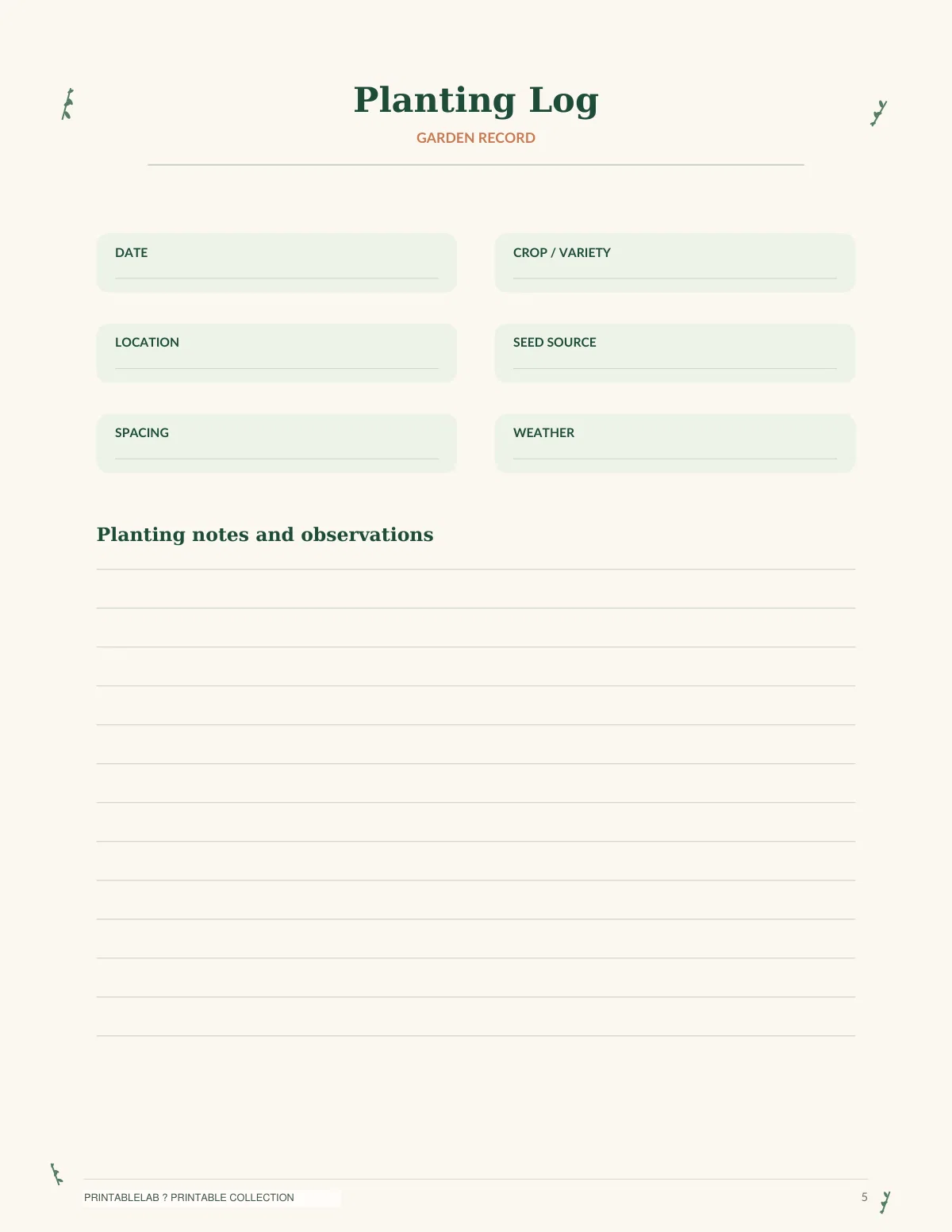 Printable Garden Harvest & Planting Logbook preview 4