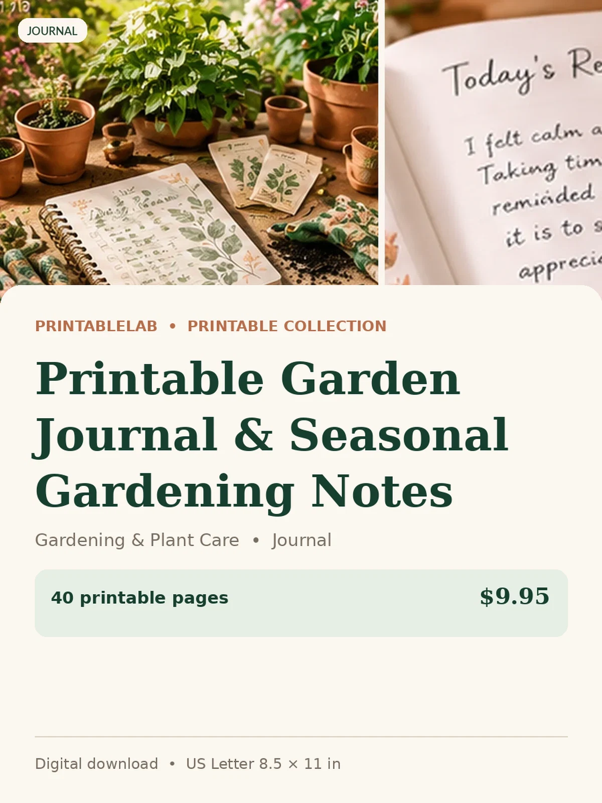 Printable Garden Journal & Seasonal Gardening Notes preview 1