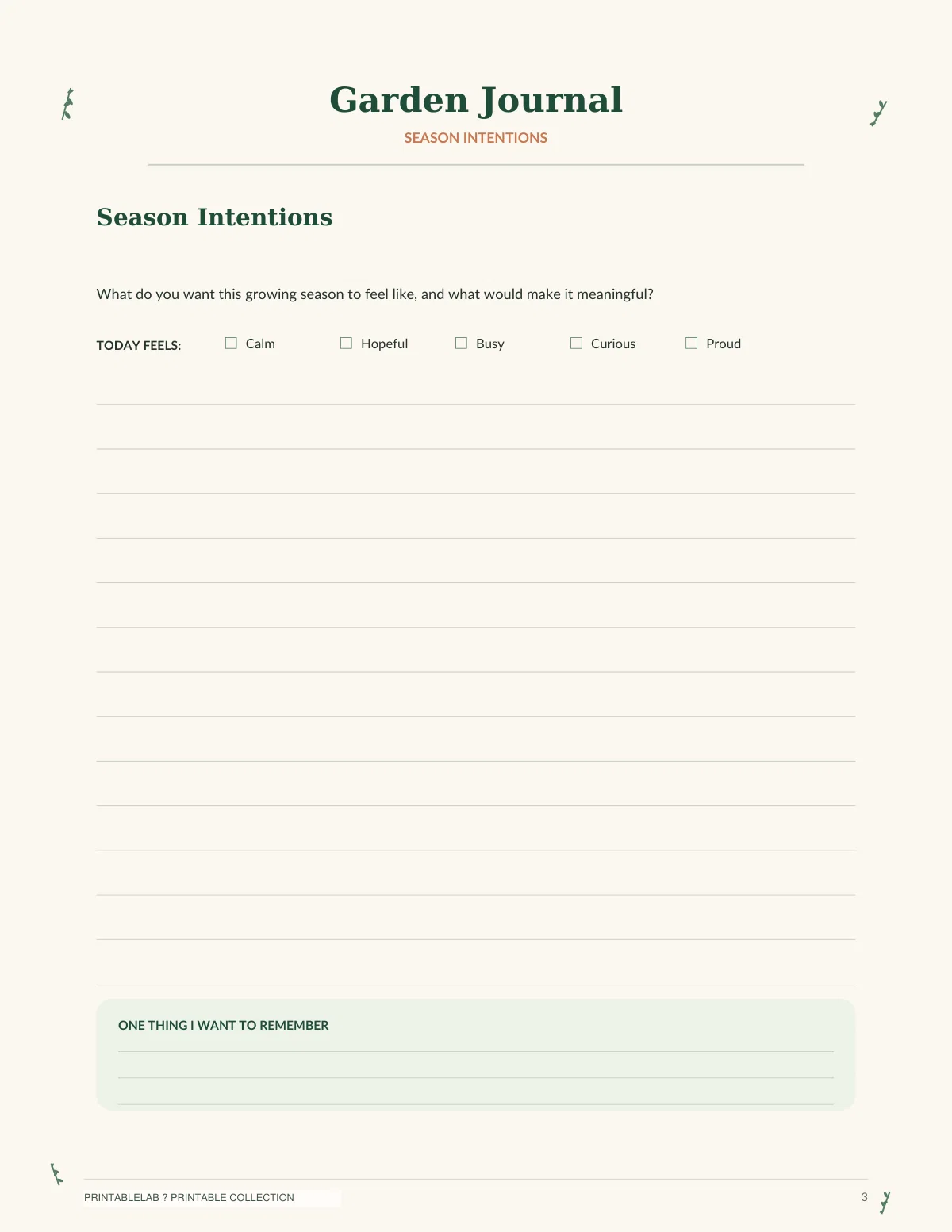 Printable Garden Journal & Seasonal Gardening Notes preview 2