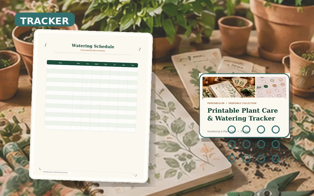 Printable Plant Care & Watering Tracker cover