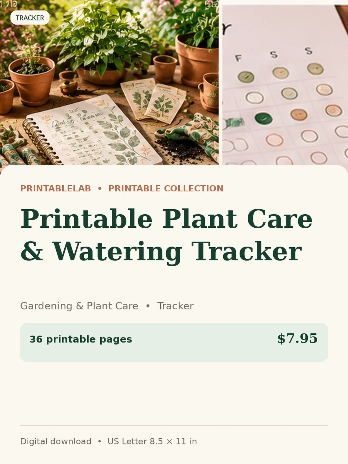 Printable Plant Care & Watering Tracker preview 1
