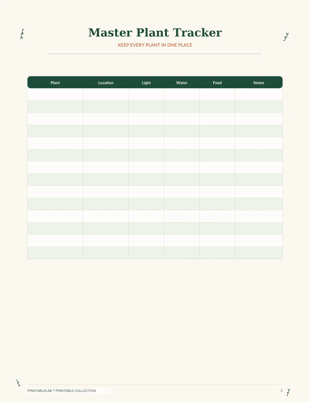Printable Plant Care & Watering Tracker preview 2