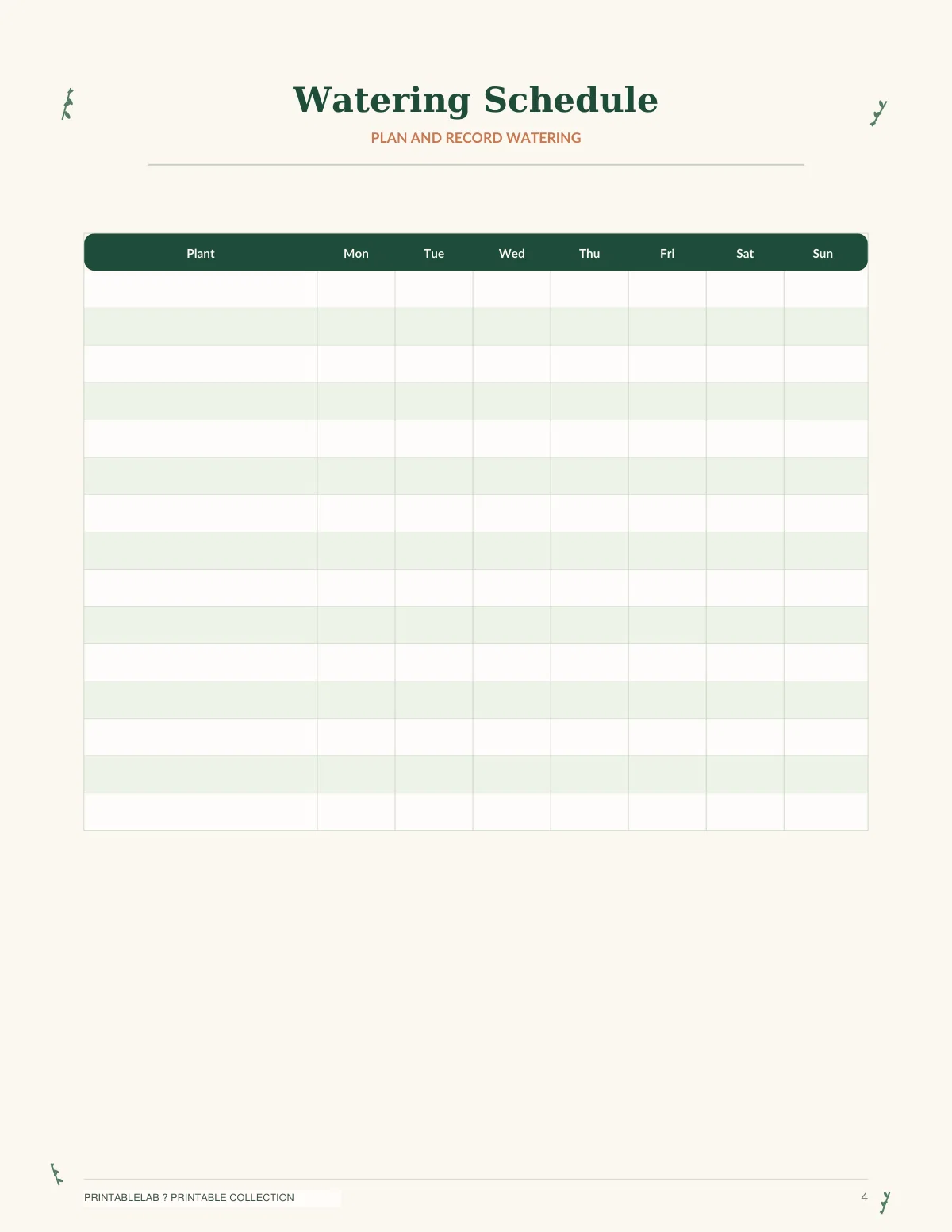 Printable Plant Care & Watering Tracker preview 3