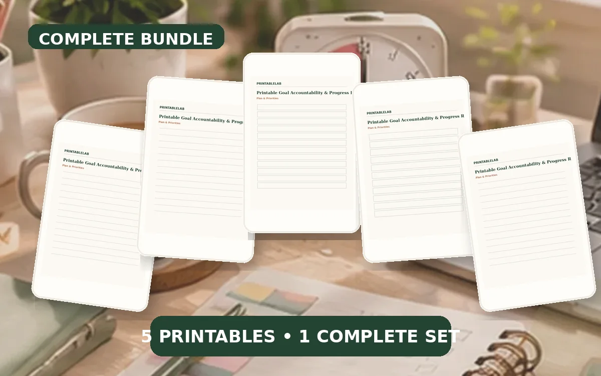 Complete Goal Accountability & Progress Reviews Printable Bundle cover