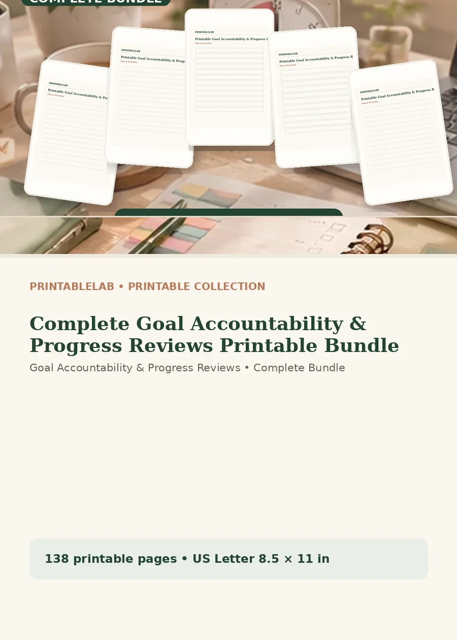 Complete Goal Accountability & Progress Reviews Printable Bundle cover